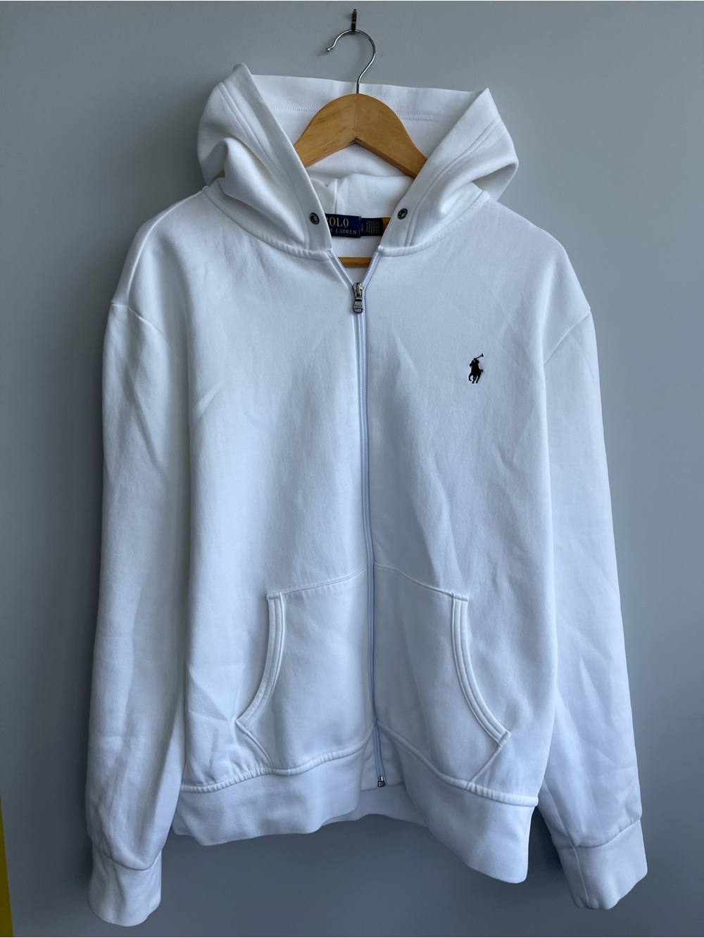 Polo by Ralph Lauren White Zip-Up Hoodie with Navy Pony